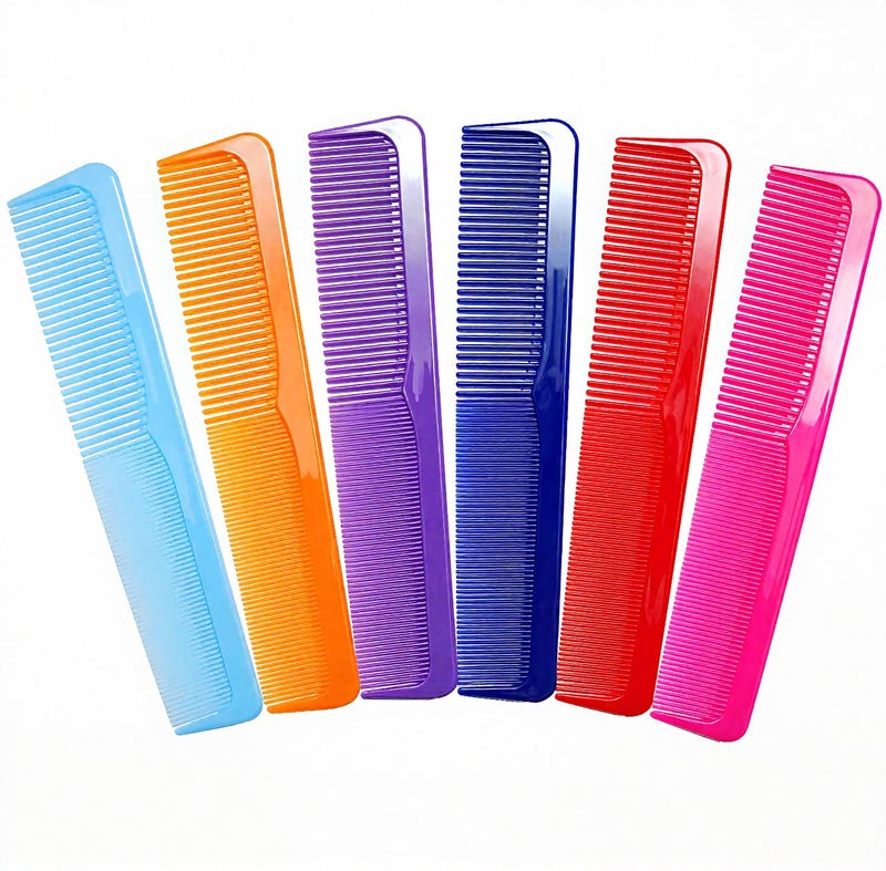 LUXXII 6 Pack - 9" Large Dressing Hair Dresser Combs Colorful Styling Essentials Coarse/Fine Barber Comb Hair Combs SET - Image 1
